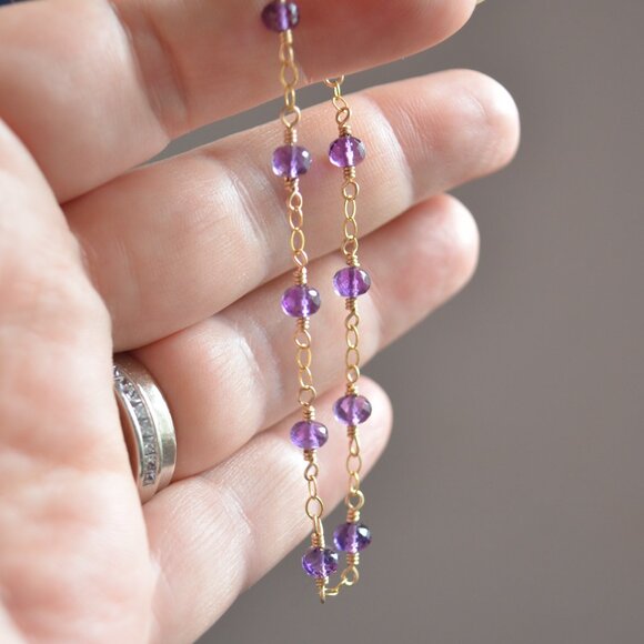 Amethyst Bracelet in Gold - Handmade - Picture 8 of 9